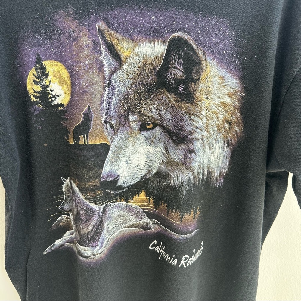 Black Wolf Graphic off the shoulder T-Shirt - Picture 2 of 4